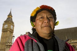 Davi Yanomami visits the Houses of Parliament to urge the British Government to ratify ILO 169.
