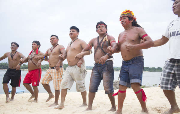 The Munduruku are protesting against a series of dams which, if constructed, would destroy their rainforest.
