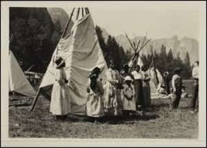 Awahneechee Indians were tolerated inside Yosemite for a few decades but had to pretend to be Plains Indians for tourists in Yosemite, 1916-29.