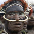 A Dani man from the Baliem Valley performing a traditional ceremony. &copy; Anoek de Groot/Survival