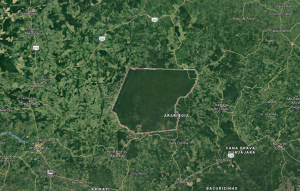 Arariboia indigenous territory in the Amazon, an island of green surrounded by deforestation.