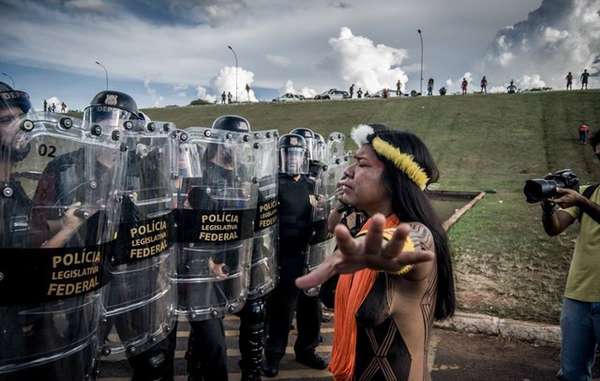 Brazilian Indians have been protesting in Brasilia against the government's anti-indigenous proposals.