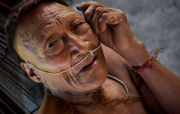 Raya, a Nahua elder. More than half his people were wiped out after their land was opened up for oil exploration, Peru.