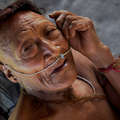 Raya, a Nahua elder. More than half his people were wiped out after their land was opened up for oil exploration, Peru. &copy; Johan Wildhagen