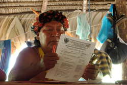 Davi Yanomami bei der Hutukara Generalversammlung 2008.