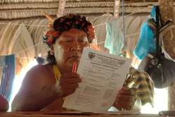 Davi Yanomami bei der Hutukara Generalversammlung 2008.