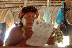 Davi Yanomami at Hutukara Yanomami Association's general assembly, 2008.