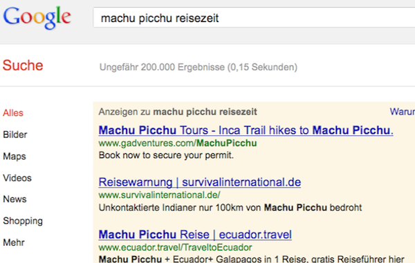 Eine Google-Anzeige warnt Touristen über die Gefahren für unkontaktierte Völker.