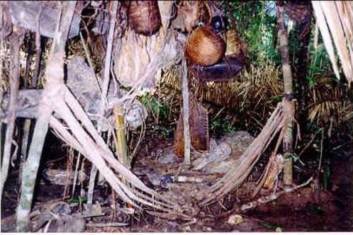 A hastily-abandoned house of uncontacted Indians, Rio Pardo, Brazil.