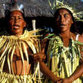 Des Makuxi portant des costumes paishara lors d'une réunion à Bismark,
dans l'Etat de Raposa Serra
do Sol, Brésil. La réunion avec le ministre de la justice Nelson Jobim,
le Président de la  FUNAI Julio Gaiger et le gouverneur Neudo
Campos portait sur les revendications territoriales des Indiens.
Octobre 1996.



 &copy; 1996 Fiona Watson/Survival