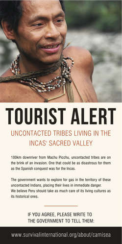 Survival's leaflets highlight the plight of uncontacted Indians only 100km from Machu Picchu