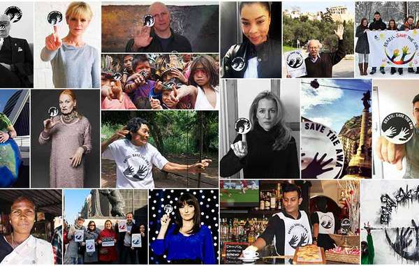 Celebridades e centenas de apoiadores espalharam a mensagem 'Brasil: Salve os Awá' em pontos famosos ao redor do mundo.