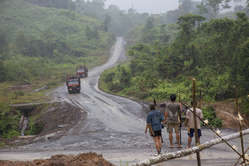 Les Penan ont r�guli�rement �rig� des barrages pour emp�cher la destruction de leur for�t.