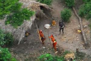 It is thought that uncontacted Indians in Peru have been pushed over the border into Brazil due to rampant illegal logging of their rainforest (photograph taken in 2008)