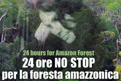 L'icona della Maratona "24Ore NO STOP" indetta per i giorni 16 e 17 dicembre in difesa della foresta amazzonica.
