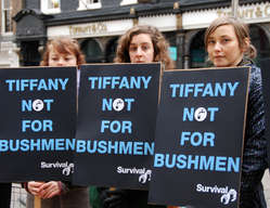 Protestors outside Tiffany's store in London