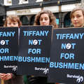 Protestors outside Tiffany's store in London <small>© Marc Cowan/Survival</small>