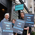 Protestors outside Tiffany's store in London <small>© Marc Cowan/Survival</small>