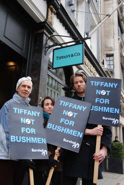 Protestors outside Tiffany's store in London