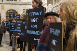 Protestors outside Tiffany's store, London