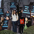 Manifestantes ante la tienda Tiffany de Madrid <small>&copy; Iñaki Luis/Survival</small>
