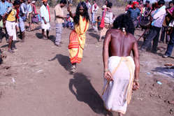 Dongria Kondh take part in the festival on top of Niyam Dongar Mountain.