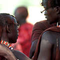 Des Moran maasaï patientent avant leur cérémonie d'initiation de virilité, Kajiado, Kenya.

 &copy; Adrian Arbib/Survival