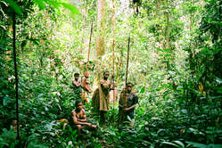Pygmies are experts of the forest. Here they are pictured in the Democratic Republic of Congo.