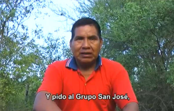 In an urgent video appeal, Ayoreo leader Porai Picanerai demands that Spanish construction giant Grupo San José returns the Ayoreo's ancestral land.