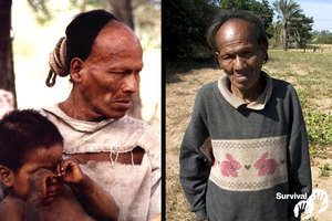 Parojnai Picanerai healthy on the day he was contacted in 1998 (left), and gravely ill with a TB-like illness in 2007 (right). He died of the disease in 2011.