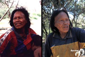 Ibore Picanerai healthy on the day she was forced out of the forest in 1998 (left), and suffering from a TB-like illness in 2003 (right). She died in 2009.