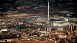 Vedanta's aluminium refinery at Lanjigarh, Odisha, seen from the Niyamgiri Hills