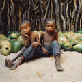 Bushmen children at Molapo in the Central Kalahari Game Reserve, Botswana. &copy; Lottie Davies/Survival