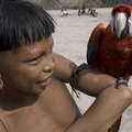 Enawene Nawe boy with his pet macaw, Brazil. &copy; Fiona Watson/Survival
