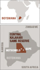 Mappa della terra dei Boscimani, Botswana