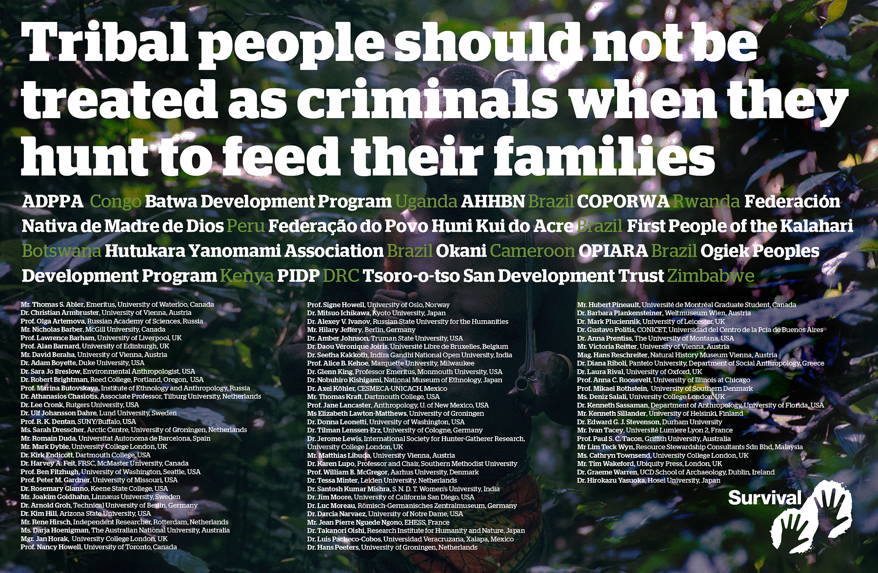 Tribes call on world leaders to recognize their right to hunt