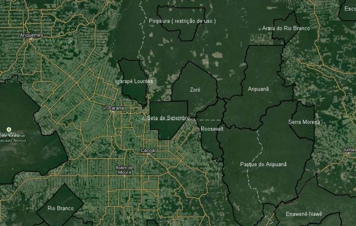 Satellitenbilder zeigen, dass große Teile des Amazonas-Regenwaldes durch indigene Territorien geschützt werden.