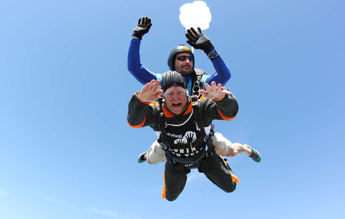 One of Robin Hanbury-Tenison's challenges included skydiving from about 4000 meters.