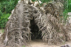 Una capanna abbandonata, che si pensa sia dei Mashco-Piro incontattati, nel Parco Nazionale di Manu, in Perù.