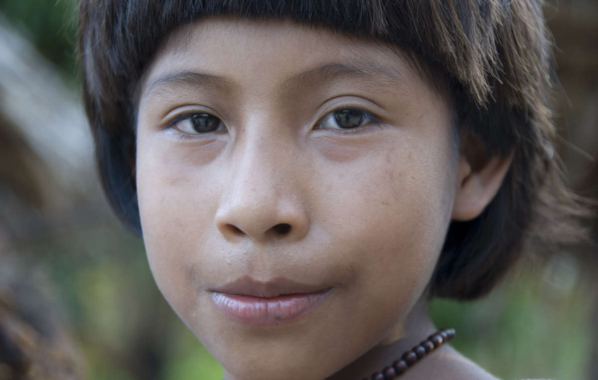 An Awá girl from the Juriti community, where most of the recently contacted Awá live, Brazil.