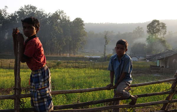 Baiga children. Their village was notified with eviction. Achanakmar Tiger Reserve.