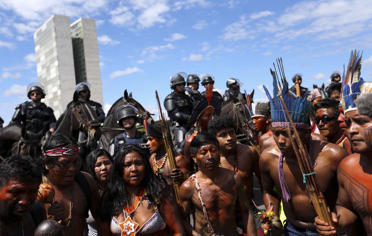 Indigenous people from across the nation have gathered in Brazil's capital to call for their lands and rights to be respected