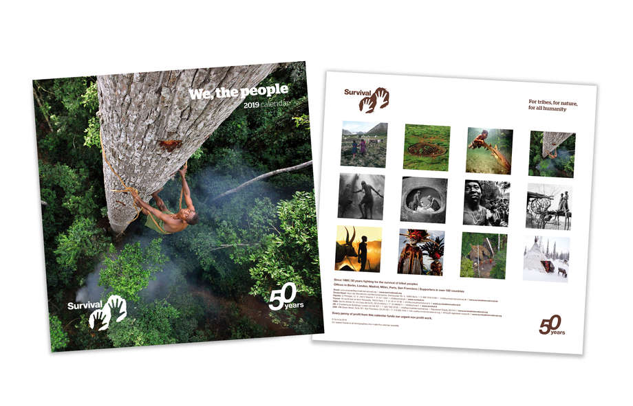 The covers of Survival International's 50th Anniversary 2019 Calendar.

Our special thanks to all photographers who made this calendar possible.