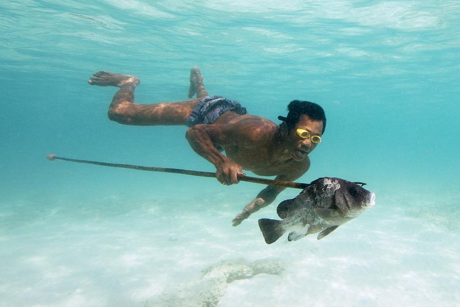 The Moken people of the Mergui Archipelago in the Andaman Sea eat fish, dugong, sea cucumber and crustaceans, which they catch with harpoons, spears and hand-lines. 

Hook Suriyan Natale, a Moken man from the Surin Islands, says, _such sustainable fishing methods ensure that there will always be fish left in the sea_.

The Surin Islands have remained largely unaffected by the presence of the Moken: they take from their environment only what they need to survive. The nomadic nature of the traditional way of life also means that forest and marine resources are rotated, and no one resource or area is over-harvested.
