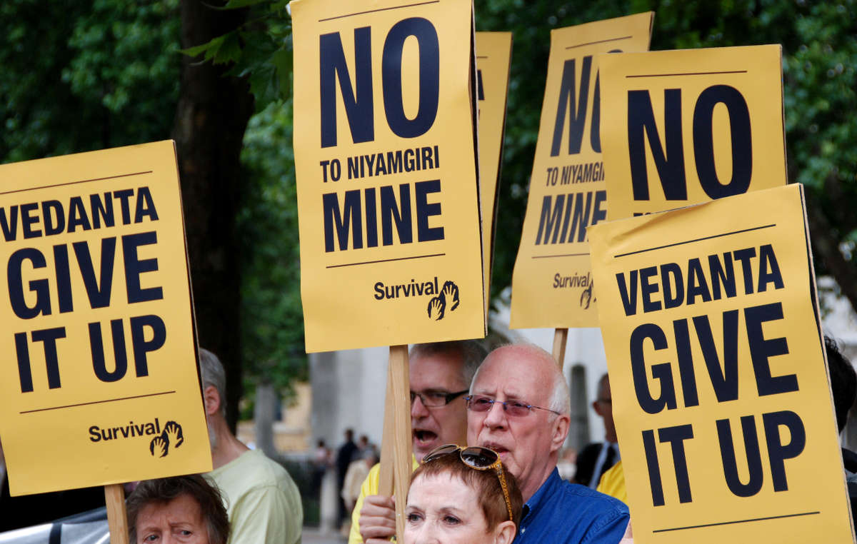 Protesters gathered outside Vedanta's 2011 AGM.