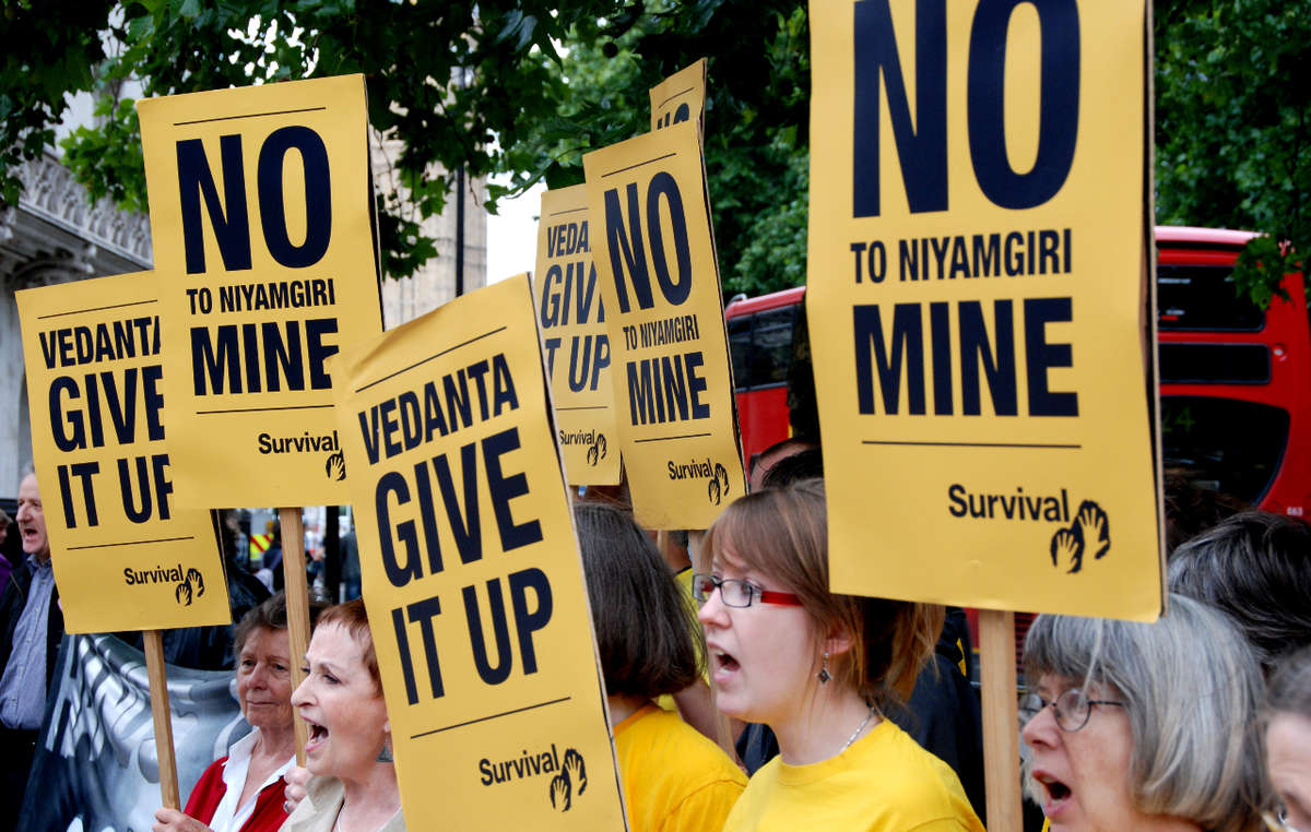 Protesters gathered outside Vedanta's 2011 AGM.