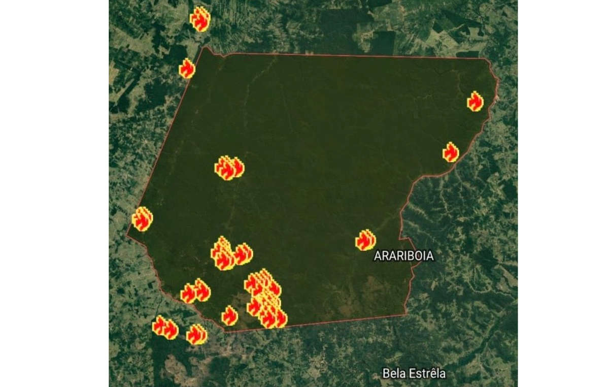 Fires inside the Arariboia territory, home to uncontacted Awá people, 2020.