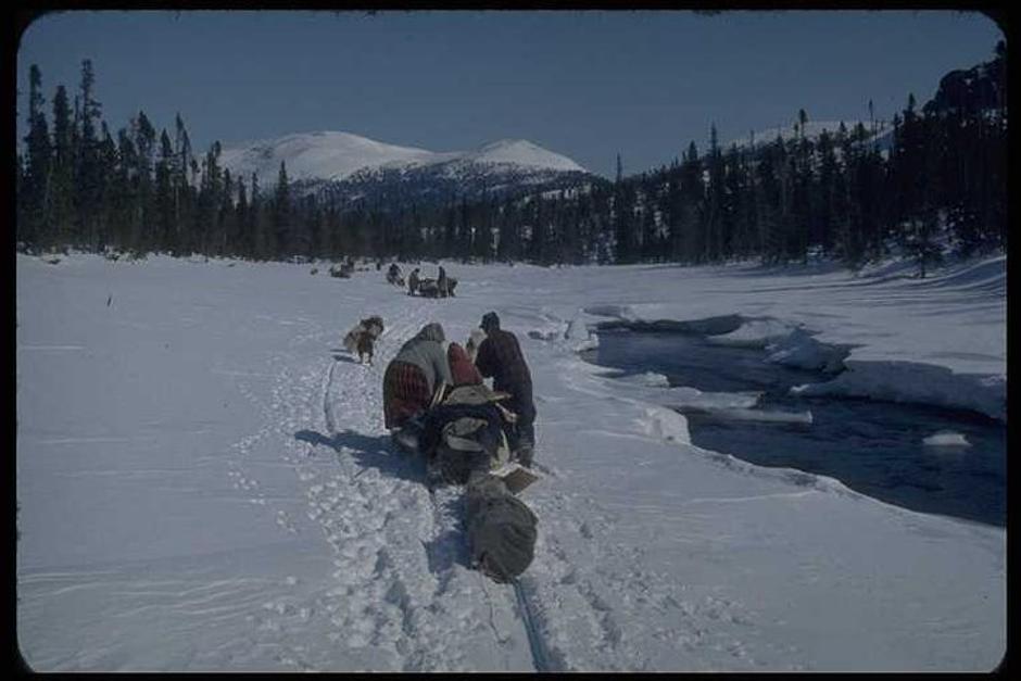 During the sub-arctic winters, when the waterways of their homeland _Nitassinan_ froze, the Innu snow-shoed across the interior in search of migrating caribou.  In the summer months, when the ice melted, they travelled by handmade birch-bark canoes to the Atlantic coast.

In the 1950s and '60s, they were pressured by the government and Catholic church into settling in fixed communities. Much of their land was confiscated; hunting for caribou was strictly regulated.  

An entire way of life was destabilised; the human consequences were disastrous.