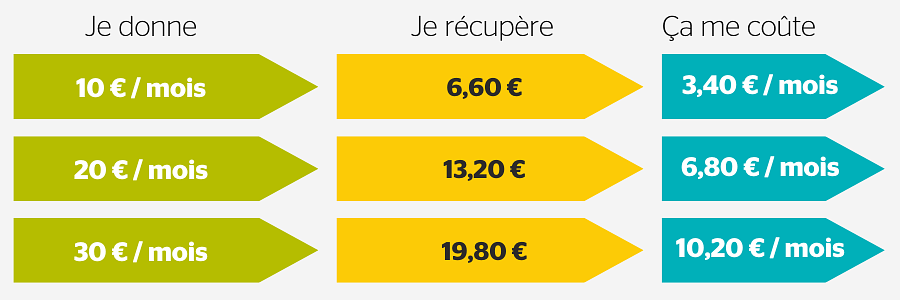 Graphique montrant les avantages fiscaux auxquels donnent droit les dons à Survival