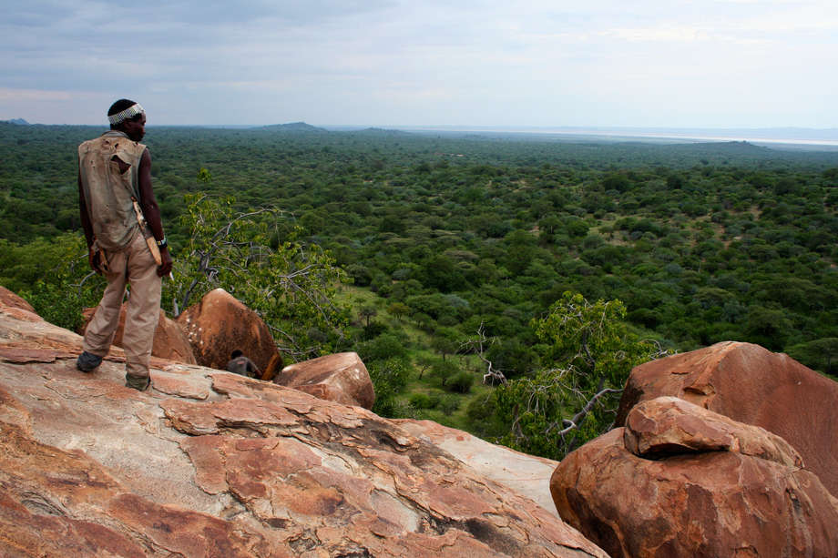 On top of _Mukelengeko_, a rocky outcrop that is one of the Hadza's most important ritual sites, Gonga looks out over his homeland; the woodland is deep green from recent rains.  

Beyond lie the soda waters of Lake Eyasi and the red earth of the Iraqw people. 

_This is my home. Our grandparents lived here.  I am part of the land, this is where we feel free_, Gonga told Survival.

_Without the land, there is no life_.
